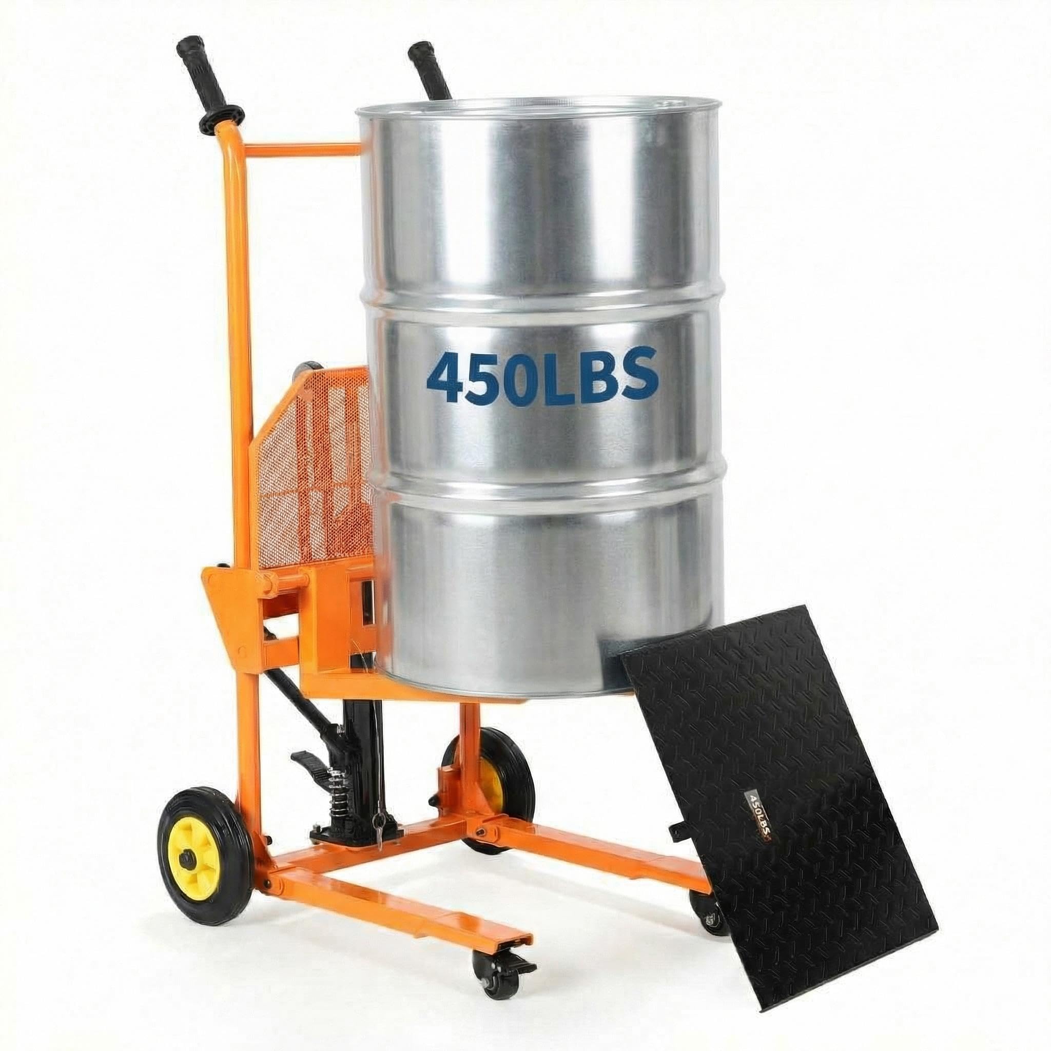Photo 1 of 450LBS Hydraulic Material Lift Dolly-Adjustable Manual Fork Winch Stacker,Pallet Truck Fork Lift Dolly Cart with Removable Platform, 36" Max Lift