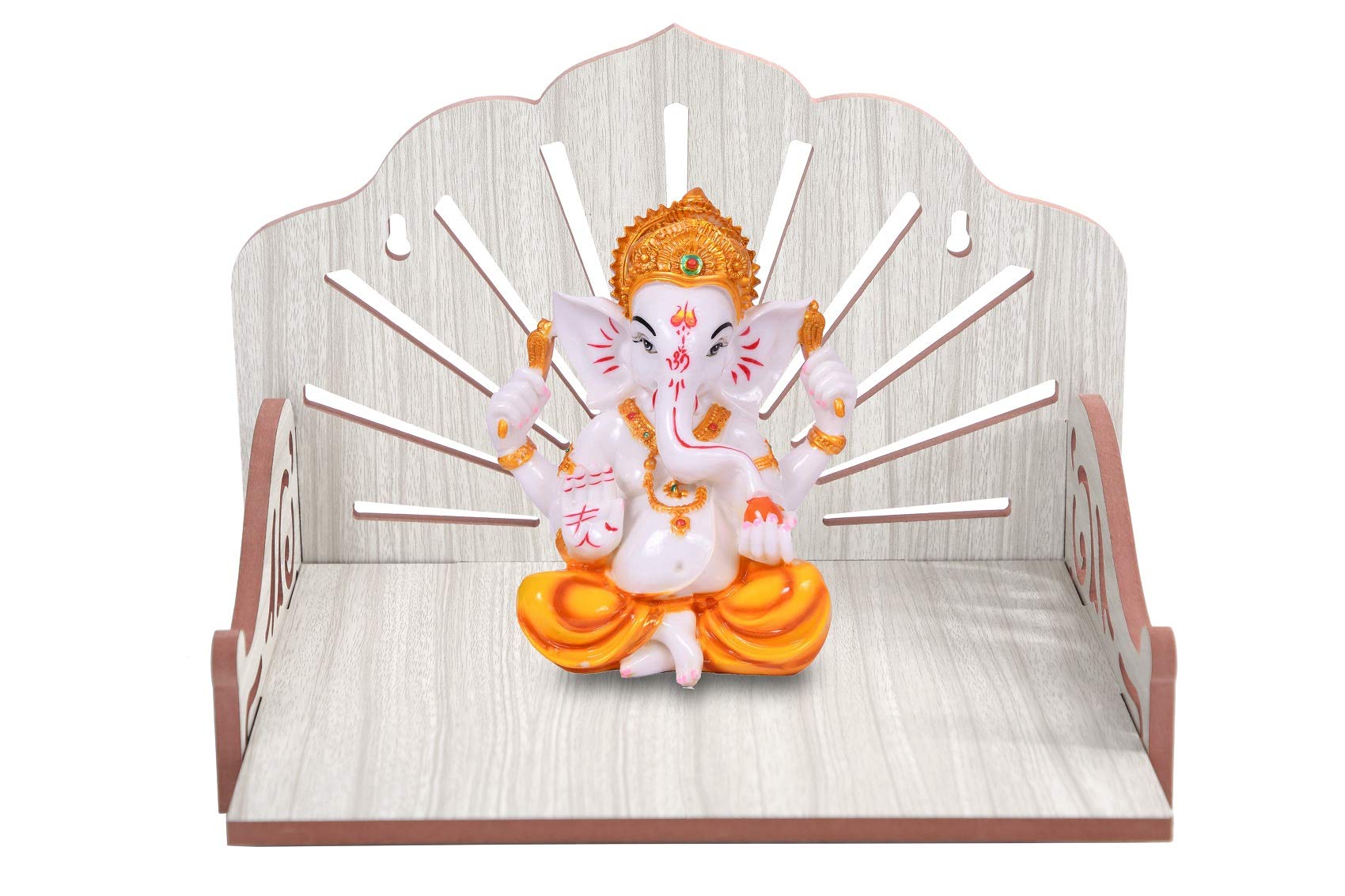 Griva Enterprise Art and Craft Wooden Temple Beautiful Plywood Mandir Pooja Room Home Decor Office OR Home Temple (White)