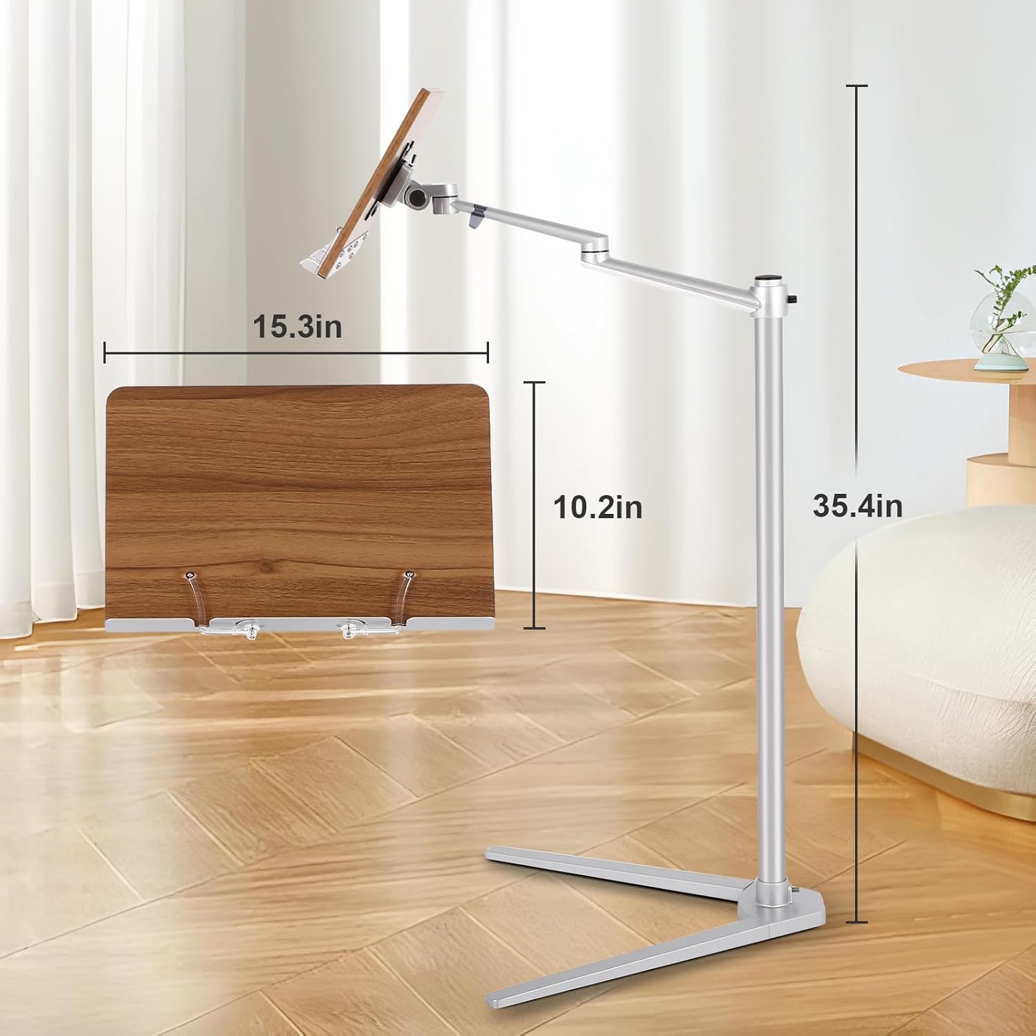 Book Holder Stand - Multiangle Adjustable Book Stand for Reading?Book Holders for Reading Hands Free with an Elastic Book Clip?Suitable for Read/Cooking/Office Use