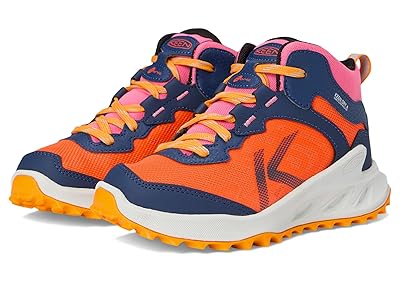 KEEN Kids Zionic Mid Height Waterproof All Terrain Easy On Hiking Boots (Toddler/Little Kid/Big Kid) Kids Shoes Naval Academy/Nasturtium