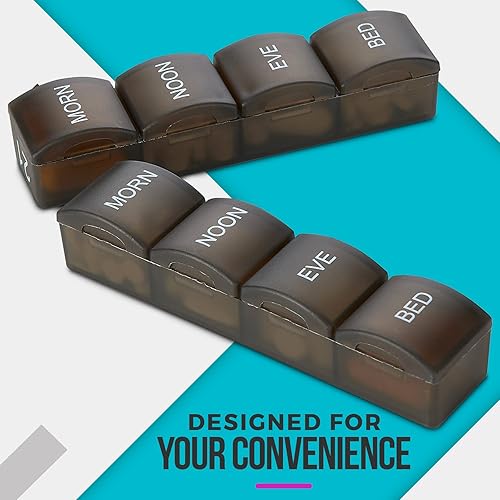 Miniatura 7 de Pastillero organizador de mes  4 veces al día por la mañana, mediodía y noche  32 pastilleros diarios grandes con compartimentos para vitaminas,