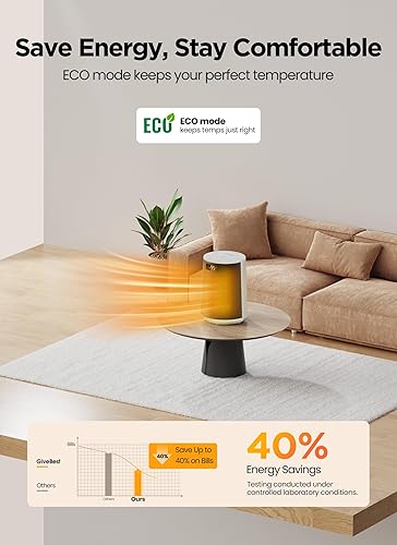 Miniatura 7 de GiveBest Calentador de espacio, calentadores eléctricos portátiles para uso en interiores con termostato y control remoto, oscilación de 70,