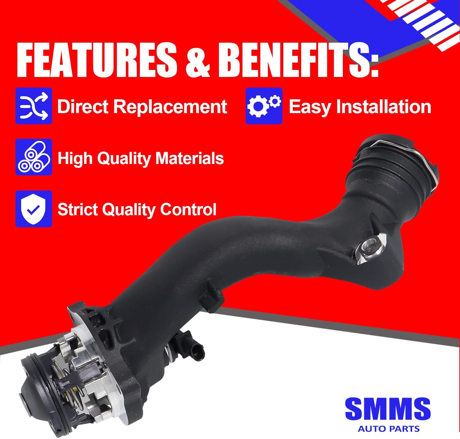 SMMS Upgraded Aluminum Coolant Thermostat Housing Assembly for Mercedes-Benz 4.7L 5.5L 2011-2018, Water Outlet Replaces OE: 2782000415