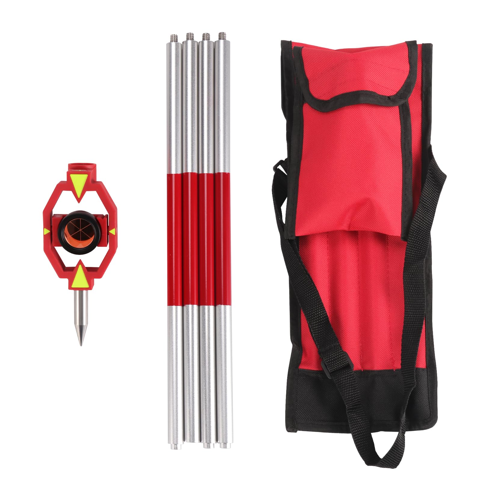 Highly Accurate Mini Prism Set with Adjustable Aluminum Pole - Swiss Style Total Station Surveying Prism Constant 17.5mm Offset - Precision Measurement Tools for Professional Surveys with Soft Bag