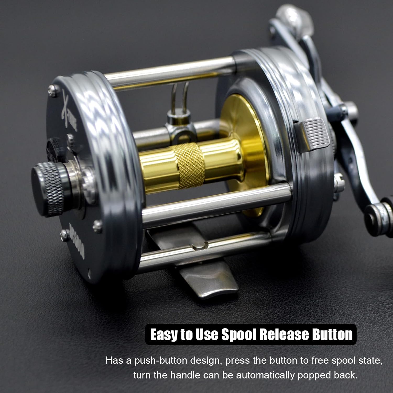 X-Tribe Round Baitcaster Fishing Reel, Centrifugal Braking System Casting Reel, Solid Brass Main and Pinion Gears, ON/Off Line Out Clicker, 4+1 Stainless Steel Ball Bearings, Double Grips