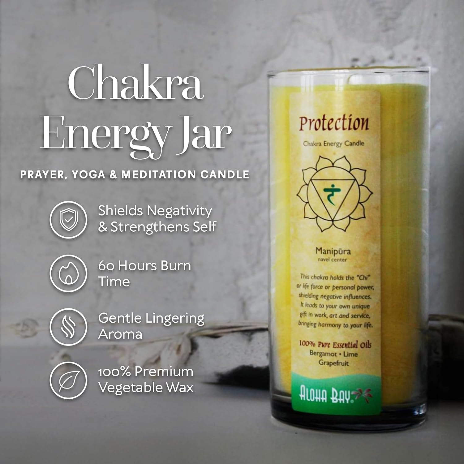 Chakra Jar Candle | Protection | Bergamot Lemon Orange | 11 oz - 60 Hour