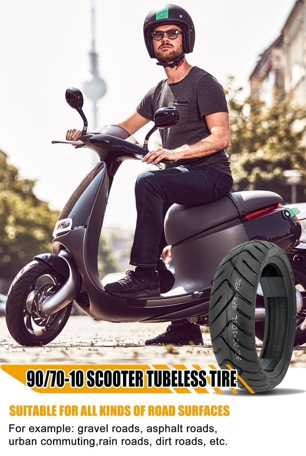 90/70-10 Bezkamerowy Opona do Skutera z 90/70/10 4PR 225 kPa 33J Odporna na Zużycie 90 70 10 Motorower