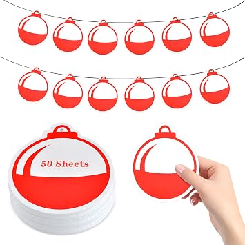 50 Pcs Fishing Birthday Decorations - Gone Fishing Party Supplies, Bobber Cut Outs, Sign, Paper Decorations, Bait Bar, Pole Favors 3.4"x3.9"