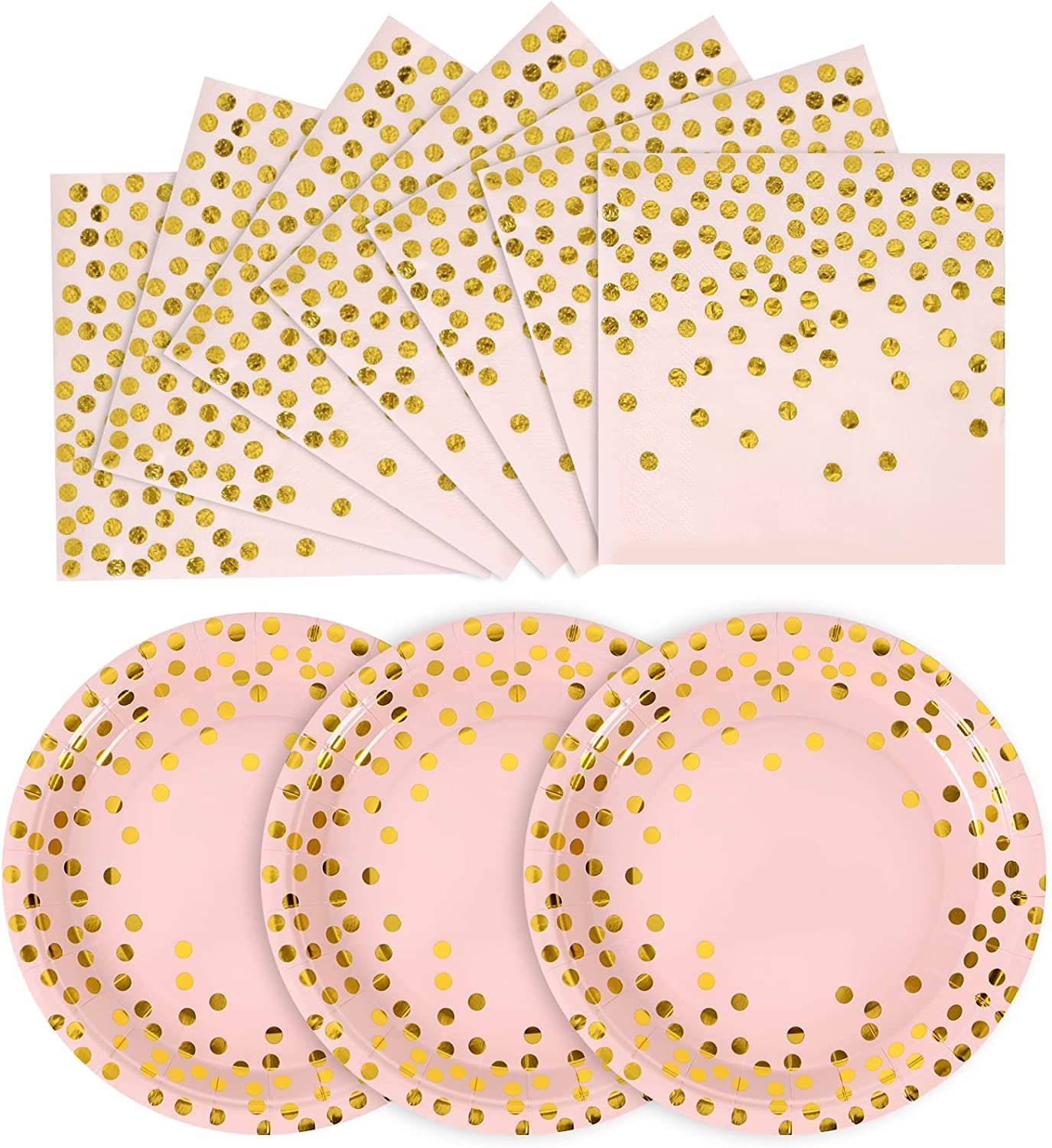 White & Gold Party Plates & Napkins - 100 Pcs -16