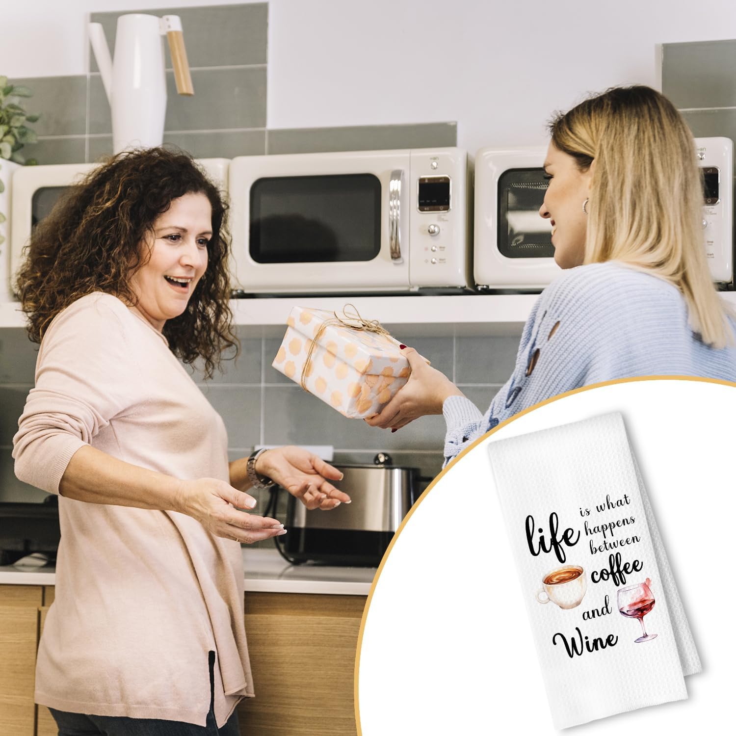 Funny Coffee and Wine Kitchen Towels, Gifts for Wine Lovers Dish Tea Bar Towels for Kitchen Bar Cart Decor, Gifts for Coffee Lovers Decorative Hand Towels, 16x24 Inches - Image 5