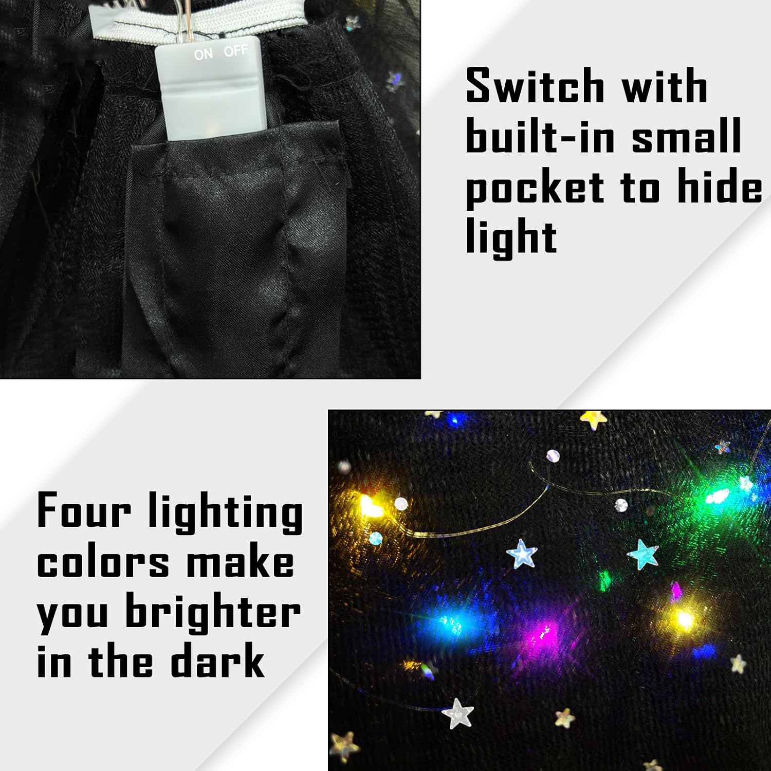 Women's LED Tutu Skirt Light Up Tutus Layered Tulle Ballet Skirt Sparkly Sequin Tutu Costume for Halloween Party Carnival