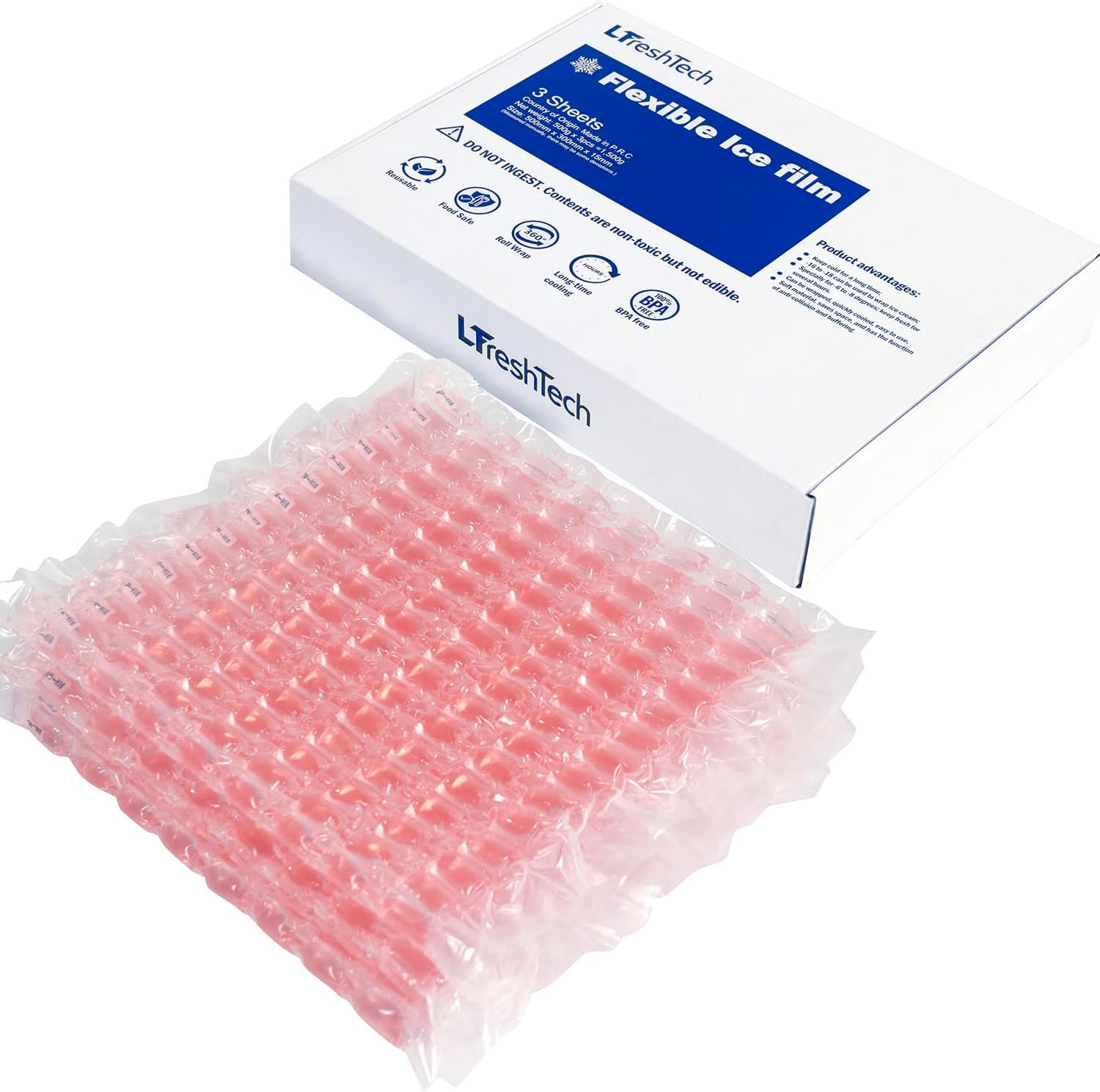 Flexible Ice Packs for Cooler Freezer Lunch Boxes Reusable Long Lasting (Pink for Frozen type)