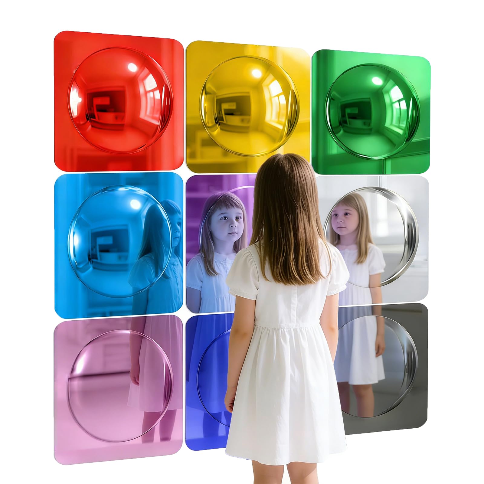 Szsmart 16X16cm 9Pcs 9 Pack Bubble Convex Mirror Panel Autism Sensory Equipment Sensory Toys For Autism Sensory Room Equipment Sensory Mirror Acrylic Sensory Wall Panel For Calming Corner Items (16X16cm 9Pcs)