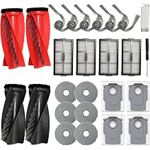 26 Pcs Saros 10R Accessories Kit Compatible with Roborock Saros 10R / Saros 20 / Qrevo CurvX Robot Vacuum, Replacement Parts with 4 Roller Brushes, 6 Mop Pads, 4 Dust Bags, 6 Side Brushes, 4 Filters
