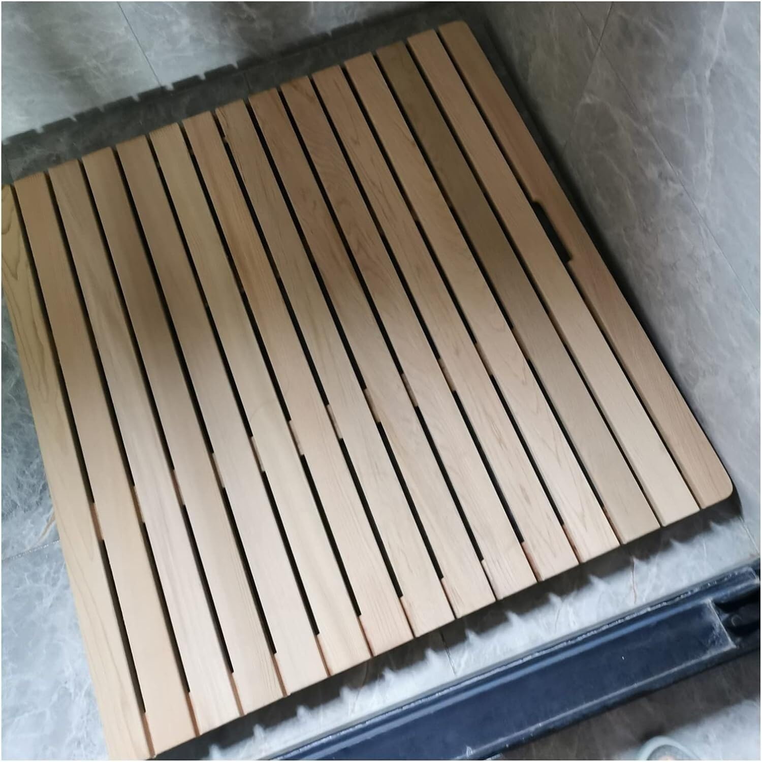 BHGFYXBS Wooden Shower Bath Mat Slats Splicing Non-Slip Bathroom Foot Pad Drain Board Custom Size,Wood Color-70x80cm