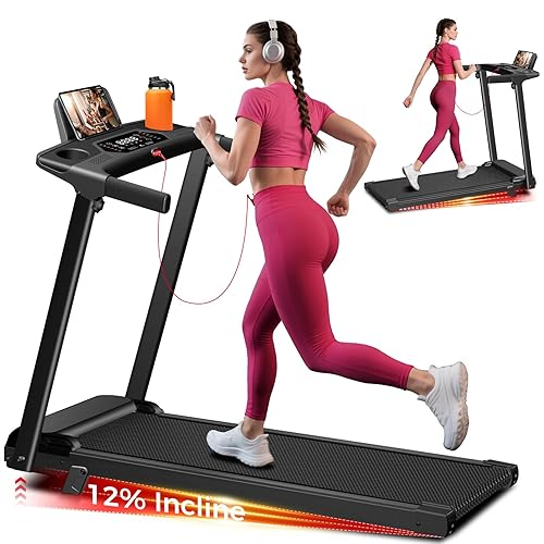 Aiteid Treadmill with Incline,3.0HP Small Treadmills for Home,Portable Electric Treadmill with Handles,Lightweight Walking Pad,Compact Running Treadmills,Walking Pad with Handle,300LBS Capacity