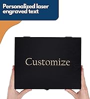 Vista 4 de WE Games Caja del tesoro grabada personalizada con tapa y pestillo de latón, color negro teñido