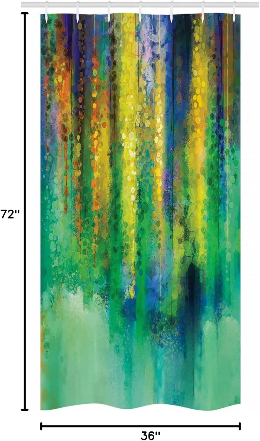 Ambesonne Watercolor Flower Stall Shower Curtain, Abstract Style Spring Floral Watercolor Style Painting Image Nature Art, Fabric Bathroom Decor Set with Hooks, 36" W x 72" L, Green Yellow