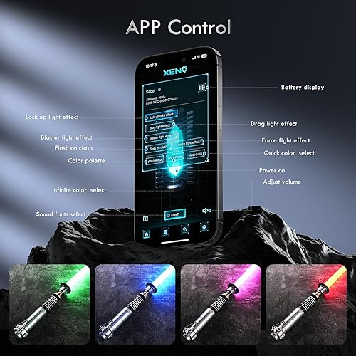 Miniatura 3 de DAMIENSABER Sable de luz de duelo con control de movimiento suave RGB3.0, 16 fuentes de sonido, sable de luz Luke con 16 RGB sólido e infinito