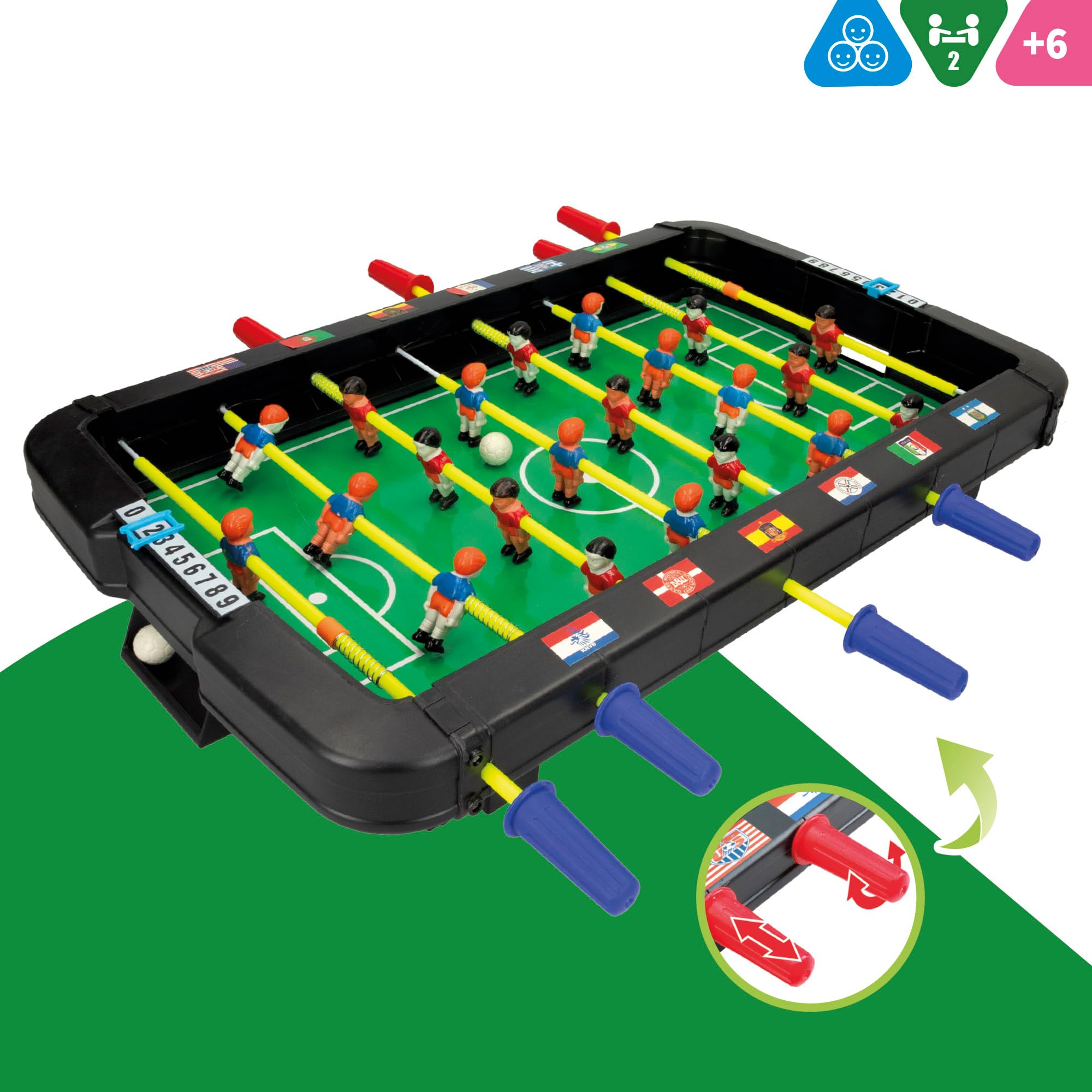 ColorBaby CB Games – Mesa 2 En 1 De Futbolín Y Air Hockey Con Soplador, Diseño Neón, +5 Años