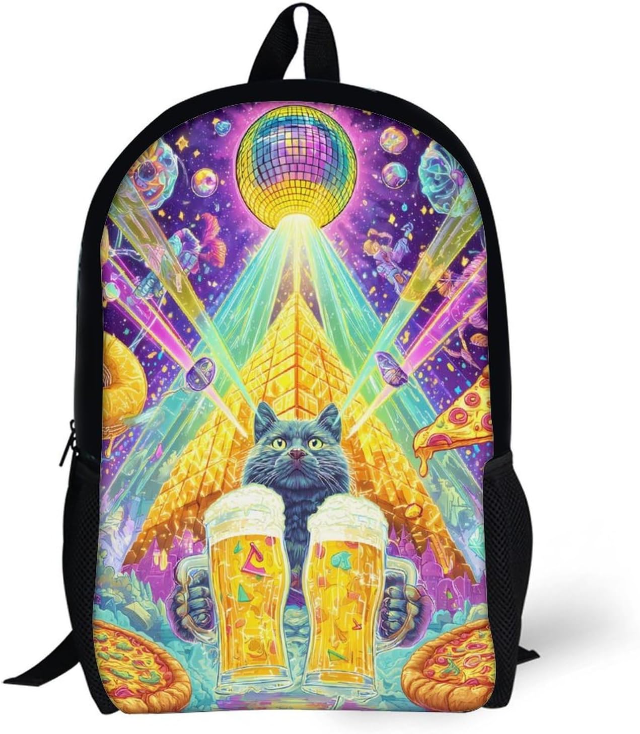 Funny Cat Travel Backpack 17 Inch Casual Daypack Bag with Adjustable Shoulder Straps