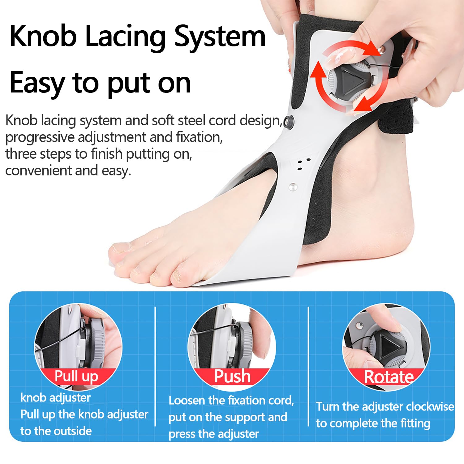 Ortesis De Pie Drop, Estabilizador De Pie Para Caminar, Ortesis De Tobillo Con Forro Protector Airbag, Soporte Triangular Y Diseño Extraíble Para Fascitis Plantar, Voleibol, Esguince De Tobillo