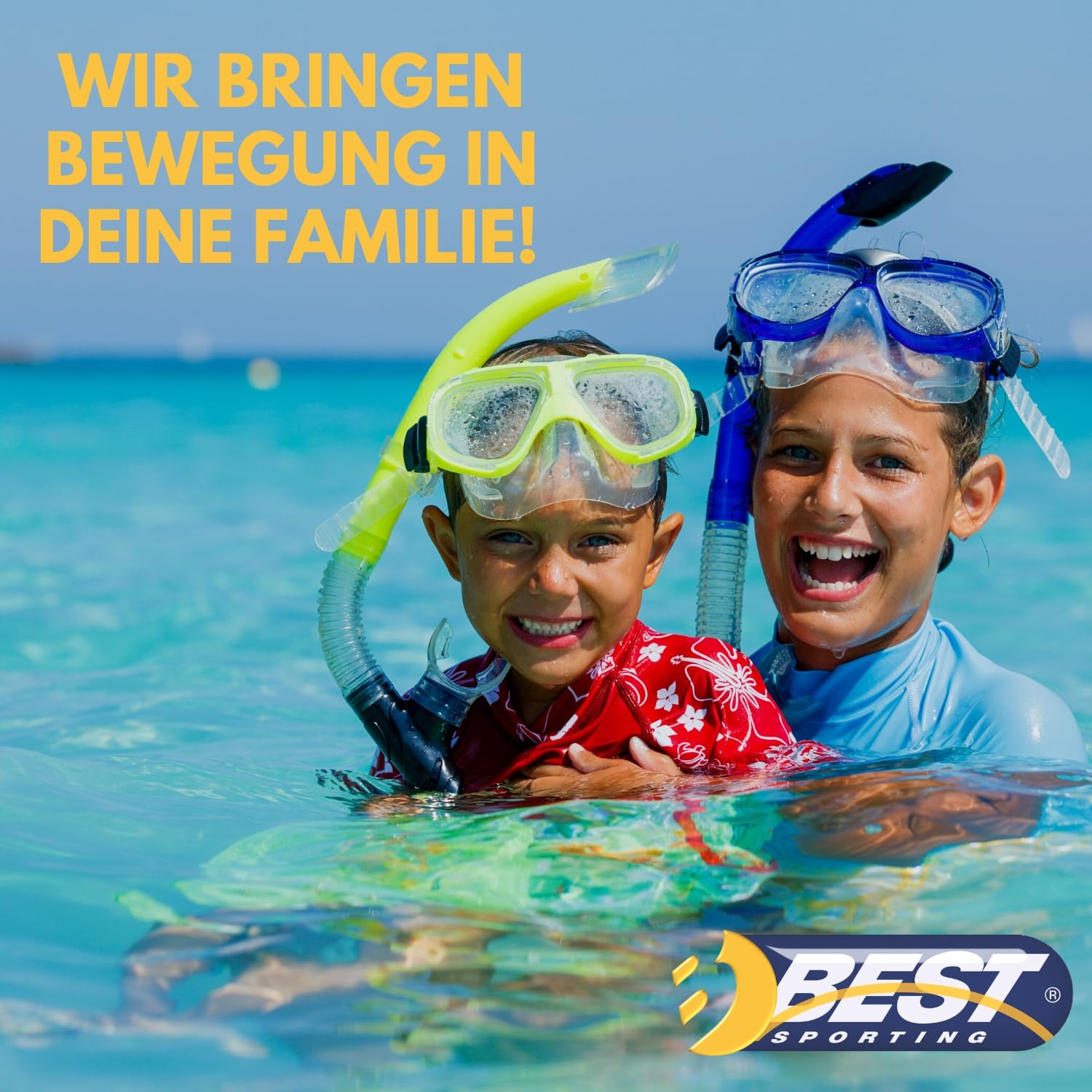 BEST SPORTING Taucherset Kinder Guppy I Kinder Tauchset mit Brille & Schnorchel & Flossen I Tauchausrüstung Kinder I Antifog & wasserdicht I Taucherset mit Flossen I Größe: 31-34