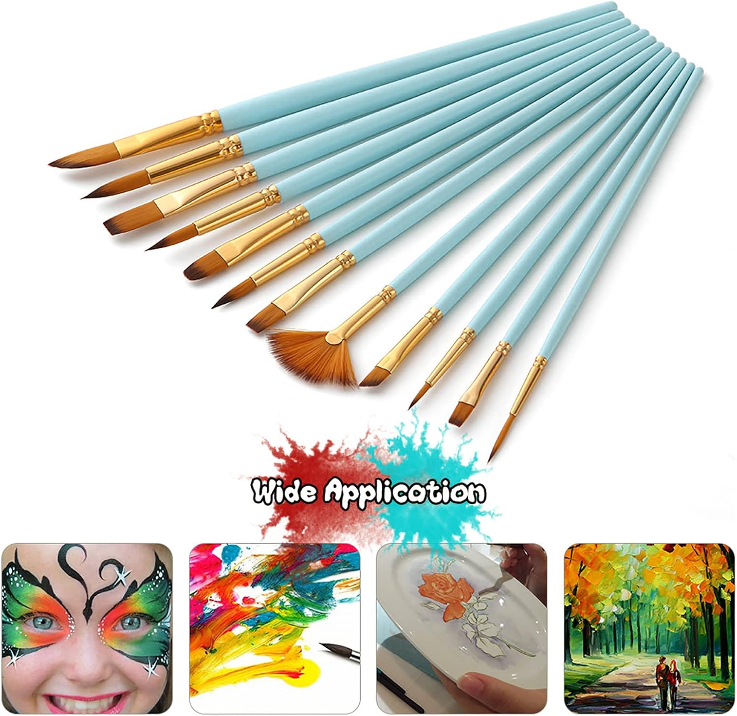 Conjunto de pincéis Ajcoflt para detalhes finos, duas cores, cerdas de taklon, para aquarela, pintura a óleo, acrílico, para miniaturas, kit de desenho para estudantes e iniciantes, 12 peças Conjunto de pincéis Ajcoflt para detalhes finos, duas cores, cerdas de taklon, para aquarela, pintura a óleo, acrílico, para miniaturas, kit de desenho para estudantes e iniciantes, 12 peças