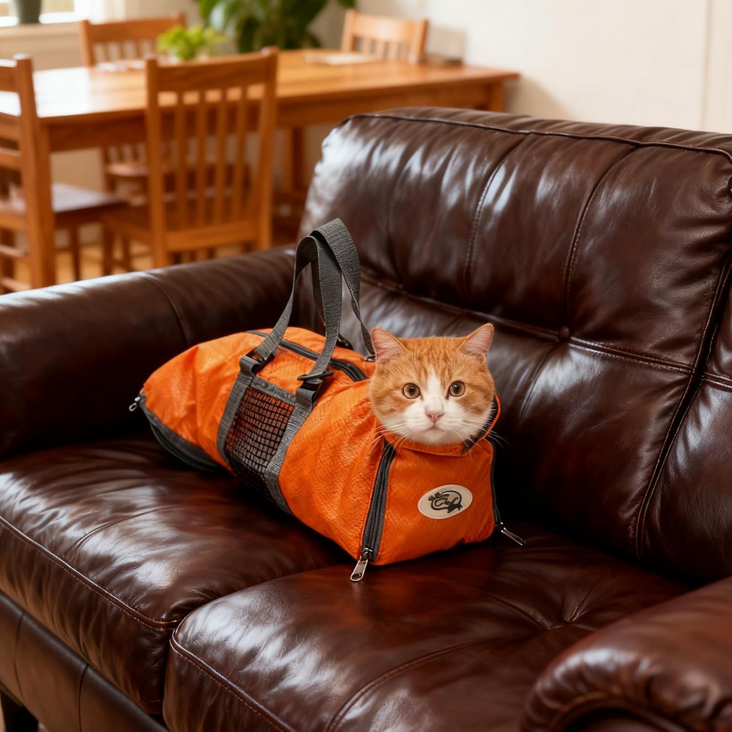 Cinf Cat Nail Clipping Cleaning Grooming Restraint Bag No Scratching Biting for Bathing Nail Trimming Injecting Examining(Orange,M)