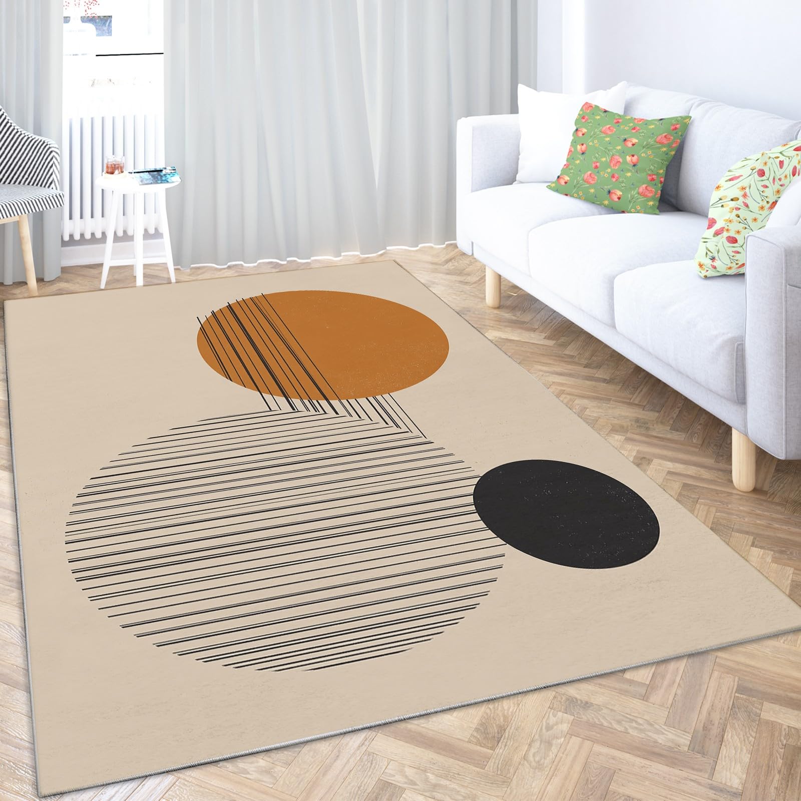 Tappeto Salotto Linee Forme Geometriche 160x230 cm Moderno Tappeto Soggiorno Pelo Corto Morbido Antiscivolo Tappeti Salotto Grandi Camera da Letto Home Decor