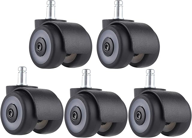 PChero Twin Wheels Office Chair Caster Wheels Replacement, Heavy Duty & Safe for All Floors Including Hardwood, Tile, Carpet, Support up to 275Kg Weight