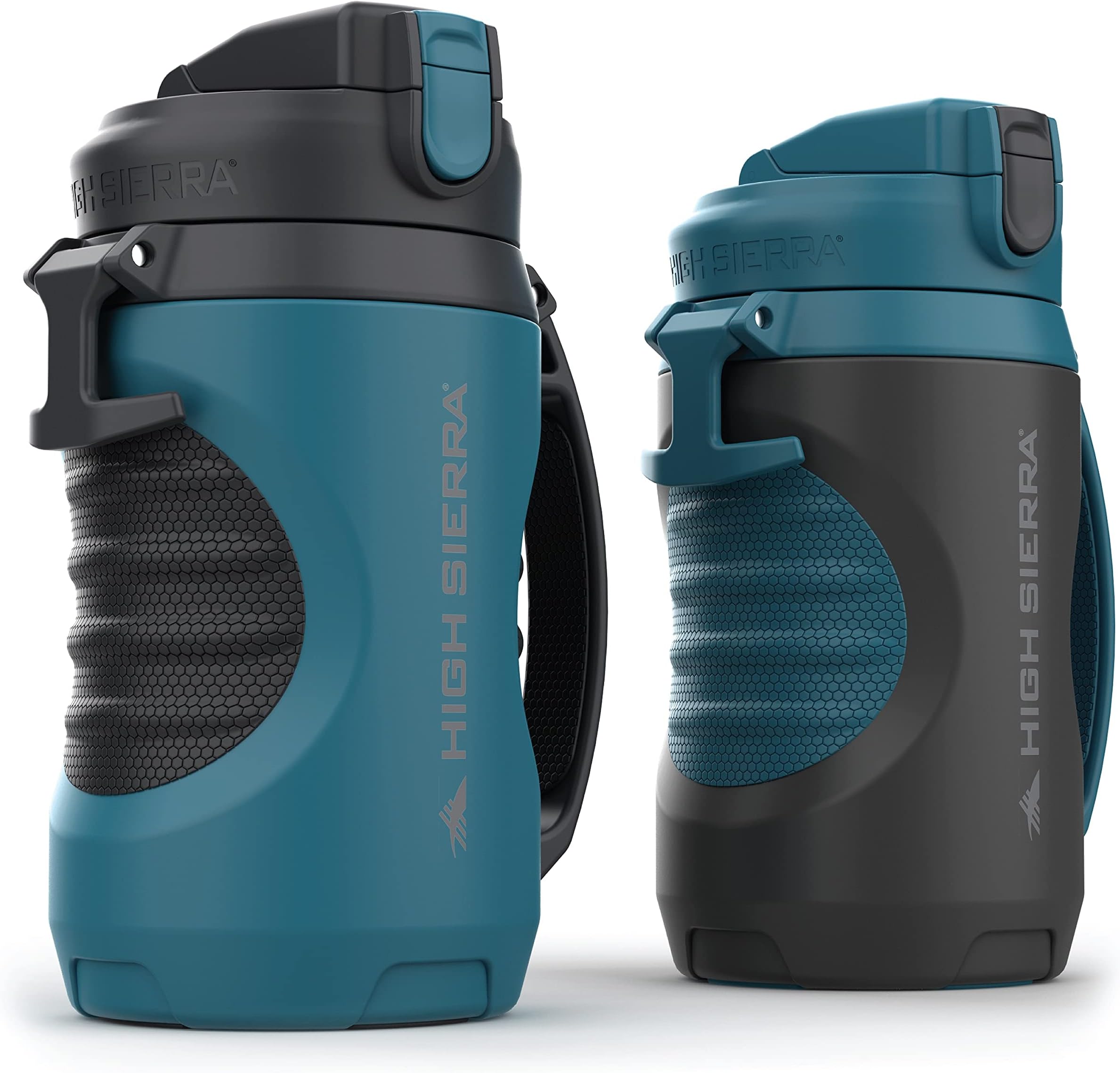 HIGH SIERRA, [2 PACK] BPA FREE, 64 OZ Insulated Water Jug, [Silicone Spout – NO MORE TEETH BUMPS] Built-in Fence Anchor, Keeps Iced Water Cold for Hours, EXTRA LARGE Sports Bottle with 1.89L Capacity