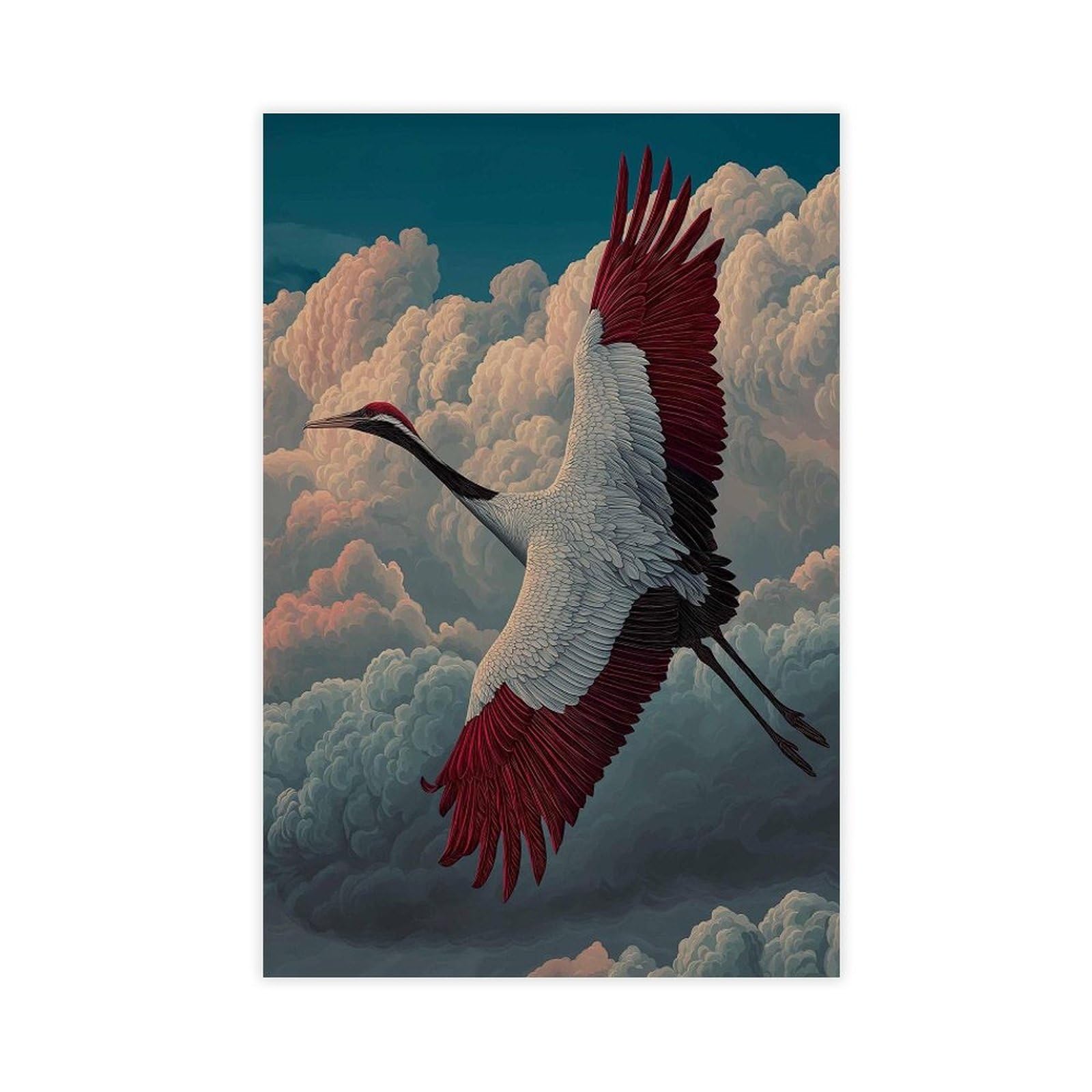 Bareronor Japanese Crane (2) Canvas Poster Bedroom Decor Landscape Office Room Decor Gift 12" L X 18" W