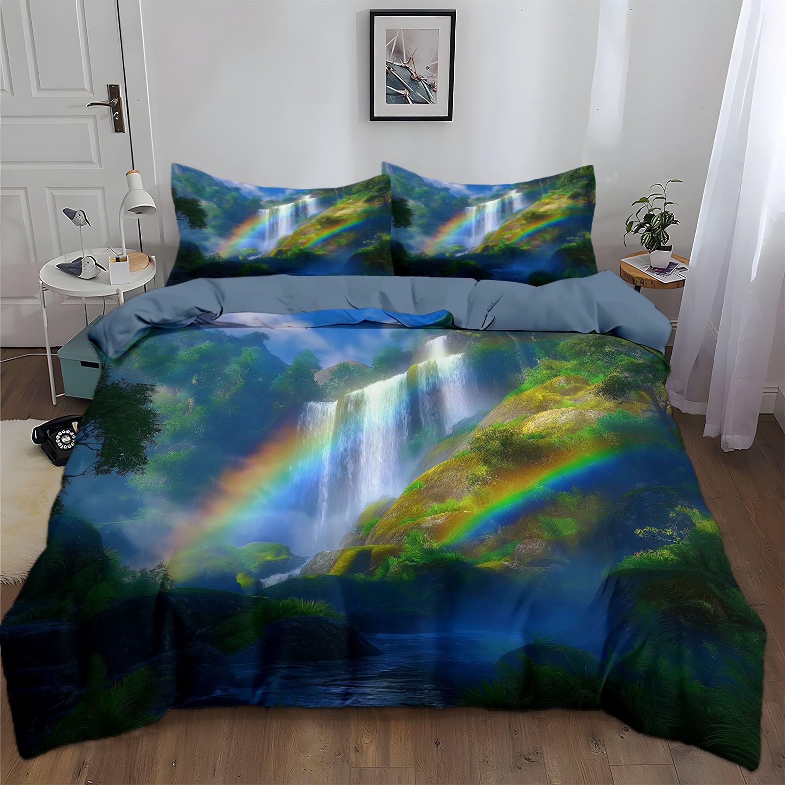 Housse de couette 240x260 cm facile à enfiler parure de lit microfibre anti-plis avec fermeture