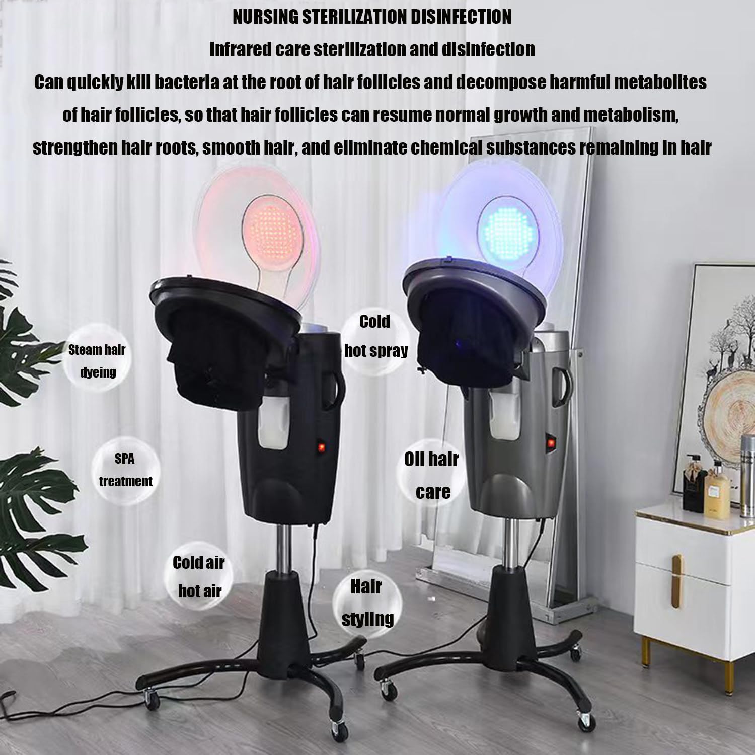 Macchina per Permanente Professionale per Asciugatura Micro-Nebbia per Parrucchieri, Vaporizzatore per Spa per La Cura dei Capelli Micro-Nebbia per Parrucchieri Gray