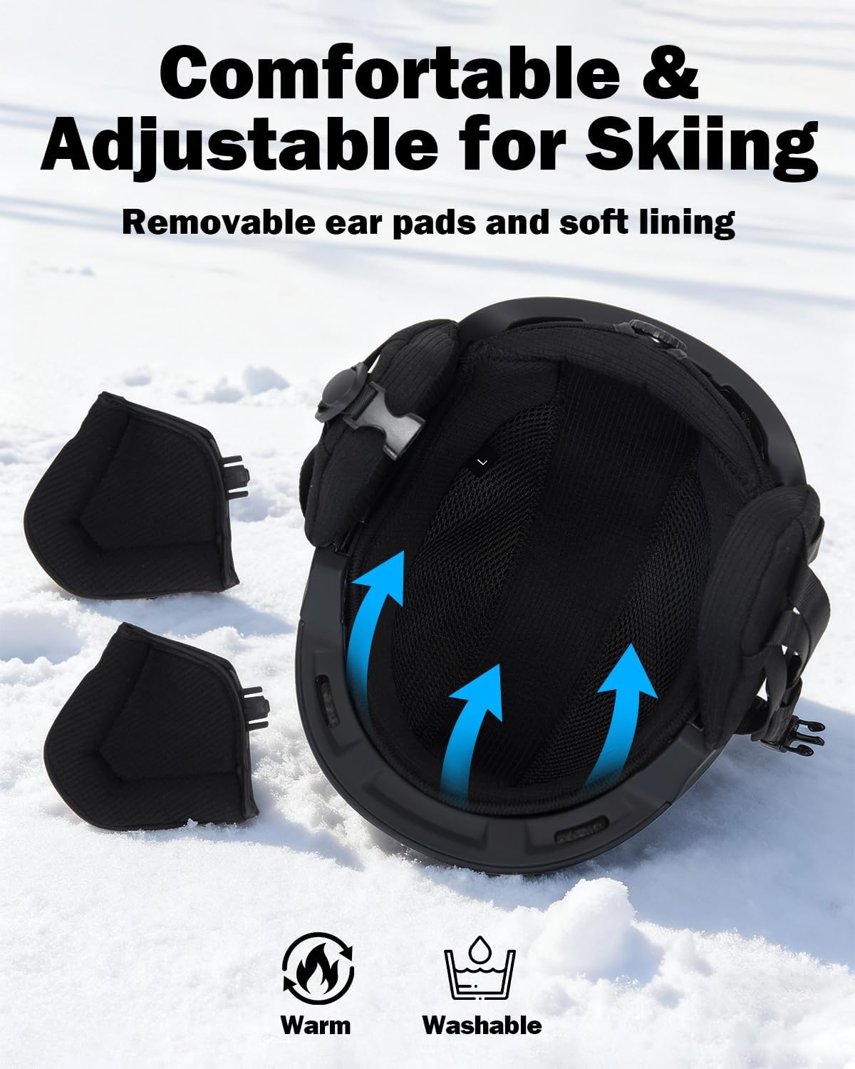 VCOROS Adult Ski Helmet with Goggles Set, Lightweight DXH-811 Snow Sport Helmet for Men and Women, Durable PC Shell, Shockproof Snowboard Helmet for Skiing Snowboarding Snowmobile