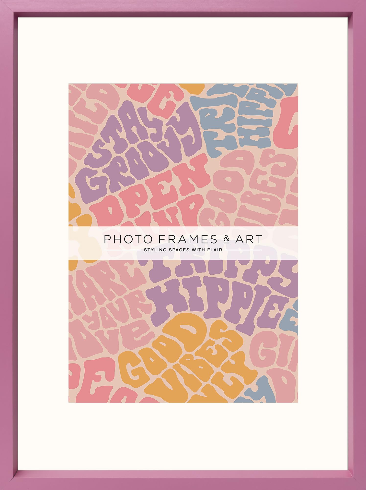 pf+a REAL GLASS Picture Frame For A4 Photo With Mount - A3 For A4 Pink Poster Frame / A3 For A4 Frame With Mount - Removable Mount