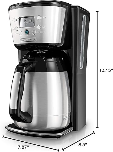 Miniatura 9 de BlackDecker Cafetera térmica 12 tazas programable controles digitales negro y plateado CM2036SC