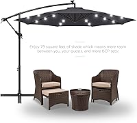 Vista 2 de Best Choice Products - Paraguas solar LED de 10 pies para colgar en el mercado o patio