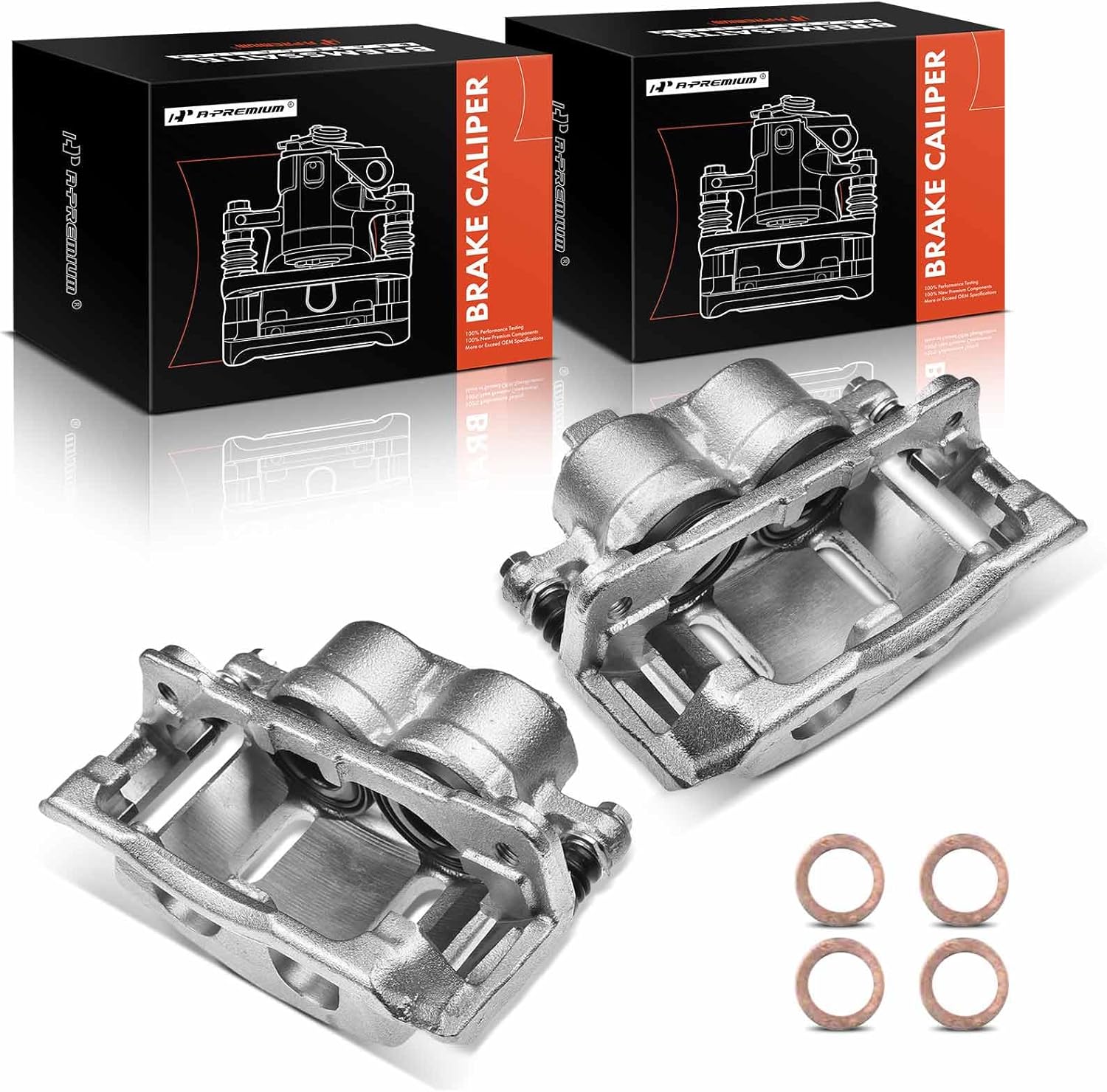 A-Premium Disc Brake Caliper Assembly with Bracket Compatible with Select Ford Models - Windstar 1999 2000 2001 2002 2003 - Front Driver and Passenger Side, 2-PC Set