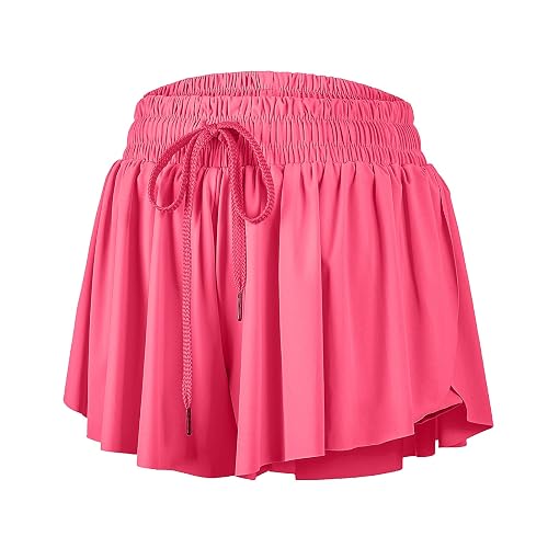 Blaosn Flowy Athletic Shorts for Women Gym Yoga Workout Running Short Pants Tennis Skort Skirt Cute Clothes Casual Summer - 3"Inseam - X-Large - Peachy Pink