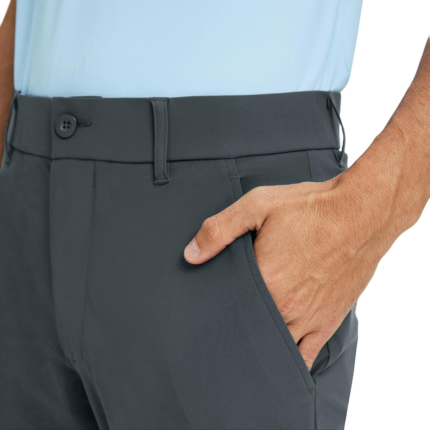 M MAELREG Mens Golf Pants Stretch 30"/32"/34" Quick Dry Lightweight Casual Business Mens Slacks with Pockets Dark Grey - Image 3