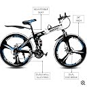 Skyride Bikes X6 Series BM Cycle – Foldable Bicycle with 21-Speed Gears, Carbon Steel Frame, Dual Suspension & Disc Brakes for a Smooth & Comfortable Ride | Ideal for City Rides | Black & White gallery image