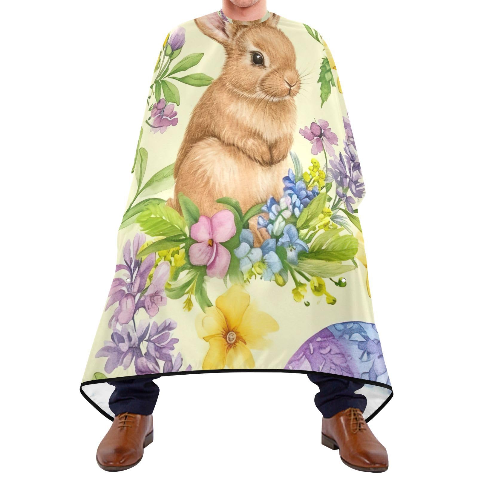 Takiito Easter Bunny Barber Cape for Men, Waterproof Haircut Cape Hairdressing Cape Beard Apron Cape for Salon Home Use, 55x65 in