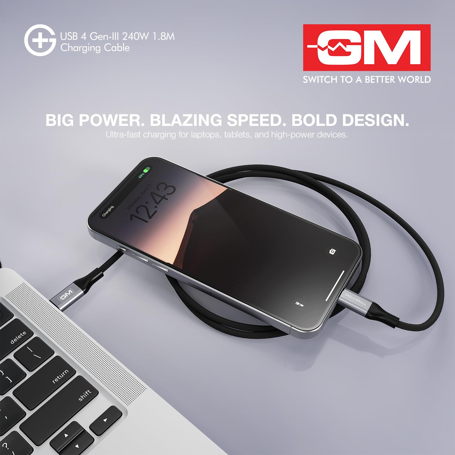 GM G+ USB-C Cable: 40Gbps, 240W PD, 8K -2 GM G+ USB-C Cable: 40Gbps, 240W PD, 8K -2