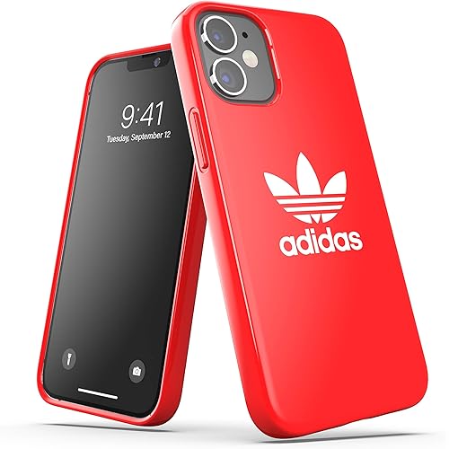 adidas Case Designed for iPhone 12 Mini 5.4, Drop Tested Cases, Shockproof Raised Edges, Original Snap Case Protective Cover, Scarlet Red
