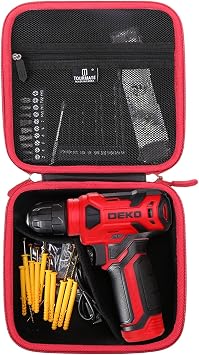 Tourmate Storage Case for DEKOPRO 8V/COMOWARE/PULITUO/PULITUO Cordless Drill - Drill Bit Set Hard Case, Carrying Case Box for Sale Black & Red