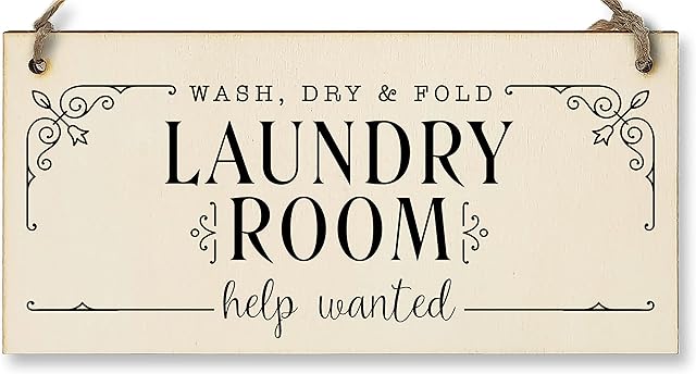 The Plum Penguin Handmade Wooden Hanging Wall Plaque wash.dry.fold Laundry Room Help Wanted Funny Decorative Sign Gift for Mum