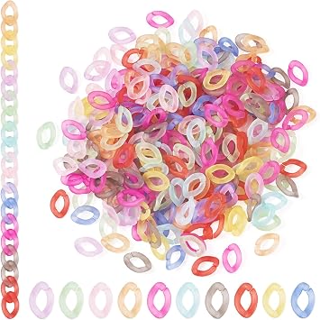 400 Pcs Acrylic Linking Rings, Plastic Chains Link Connectors Twist Oval Quick Open Link Connectors C-Clip Hooks for Earring Necklace Eyeglass Purse Phone Chain DIY Craft 16.5x11mm