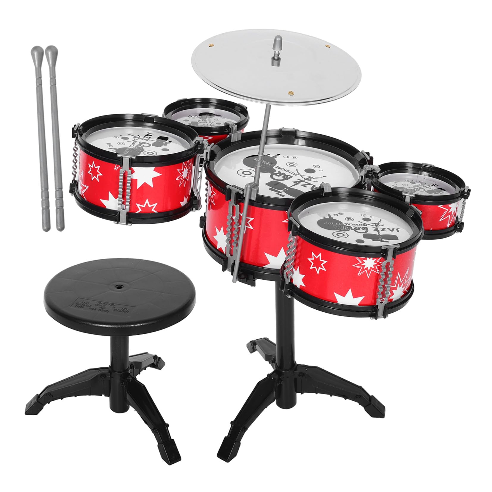 iplusmile Set Batteria per Bambini Tamburo Giocattolo Musicale Multifunzionale in Plastica Rossa per Educazione Precoce e Sviluppo dei Piccoli
